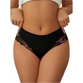 SHENHE Women's Sexy Cheeky Underwear Mid Rise Floral Lace Panty Hipster