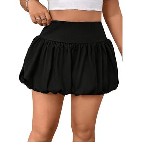 Milumia Women's Plus Size Bubble Mini Skirt High Wasted Flared Short Skirts