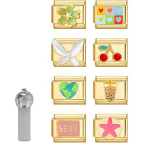 Italian Charms Sea Starfish Assorted Charms and Opening Tools,9mm Modular Charm Link Handmade DIY Jewelry Gifts