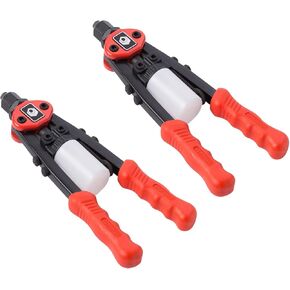 2 PCS Professional Hand Riveter - Saving Ergonomic Soft Grip Handles, 5 Replaceable Nosepieces, Collection Bottle, Service Wrench Included