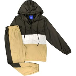 Men’s 2-Piece Quarter Zip Pullover Windbreaker Tracksuit Jogger Sports Mesh lined Outfit in Saudi Arabia