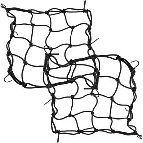 2 Pack Cargo Net, 12'' x 12'', Elastic Luggage Net with 6 Adjustable Metal Hooks for Motorcycle, SUV, ATV, Bike