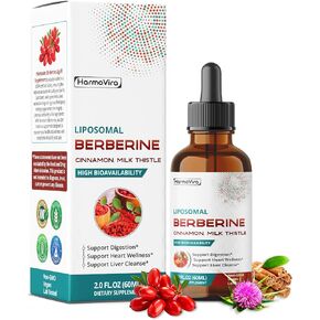 Liposomal Berberine with Cinnamon & Milk Thistle – Advanced Formula – Supports Digestion, Heart Wellness & Liver Cleanse* – 2.0 fl. oz (60ml) – Made in The USA