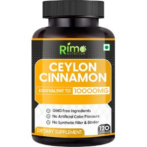 Ceylon Cinnamon Capsules 1000mg Per Serving 120 Capsules Gluten Free, Pure, Non-GMO & Gluten Free