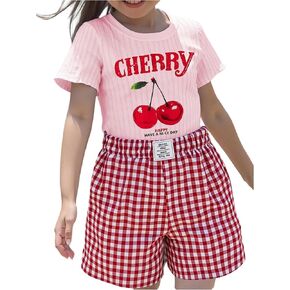 SOLY HUX Toddler Girl's Summer Clothes Short Sleeve Tops and Shorts 2 Piece Set Cute Vacation Outfits