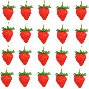 YIKANGHENG 20 Pcs 2.36 Inch Fake Red Strawberry Artificial Lifelike Fruits for Home and Party Decoration (20)
