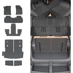 Cargo Mat Compatible with 2017-2023 GMC Acadia 6&7 Seats Cargo Liner Trunk Mat Trunk Liner TPE All Weather Back Seat Cover Protector 2022 Acadia Accessories (Trunk Mat with Backrest Mat)