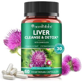 Liver Cleanse Detox & Repair - Health Liver Support Herbal Supplement with Milk Thistle, Burdock, Turmeric Curcumin, Dandelion,and More - 60 Vegan Liquid Phyto-Caps