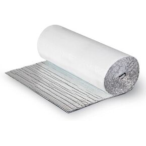 EcoFoil Double Bubble Insulation Roll 24 Inch x 25 Feet (50 sq. ft.), 6.35mm Thick, White/Foil, Double Bubble Reflective Foil Insulation Roll for Cold & Warm Climates, Radiant Barrier, Made in Canada