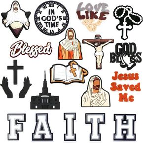 Christian Shoe Charms for Clogs, Jesus Faith Decorations, Religious Accessories for Men and Women, Gifts Set for Adults, Teens, Girls, Favor Gifts, PVC Material