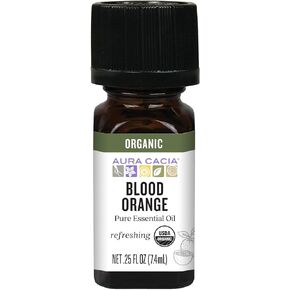 Aura Cacia Organic Blood Orange Pure Essential Oil, Vegan, Cruelty Free, 0.25 Fluid Ounces (Pack of 3)
