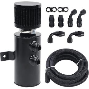 LokoCar 10AN Oil Catch Can Breather Tank 750 Milliliters with 10AN Fuel Line Kit Nylon Braided CPE 10FT Fitting Hose Separator Clamp