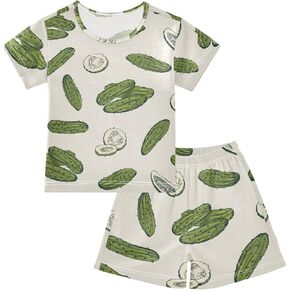 Pajama Sets Short Sleeve Soft Cotton Summer Sleepwear 2 Piece PJS Size 5-14T