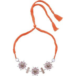 Color Blast Crimson Cascade Multi-Strand Brass Necklace, Adjustable Thread, 6.5-26"