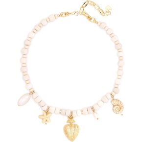Cream Beaded Seaside Charm Necklace with 3" Extender