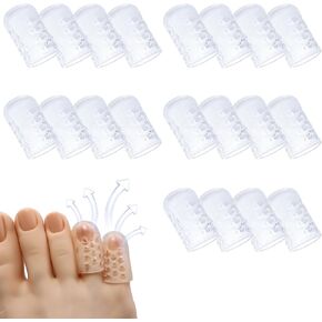 Silicone Toe Protectors, 20Pcs Anti-Friction Gel Toe Sleeves Clear Toe Caps Guards with Holes, Breathable Toe Cushions for Pain Relief, Blisters, Corns and Calluses Protection