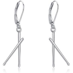Drumstick Earrings 925 Sterling Silver Drumsticks Dangle Earrings Drummer Gifts Unique Jewelry for Women Men Music Lovers