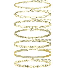 7pcs Plus Size ankle bracelets for women,Adjustable 10"+2" Large Anklets Dainty Large Ankle,Waterproof Ankle Bracelets Set,20+6cm Fashionable Anklets,Beach foot Jewelry for Women Cute