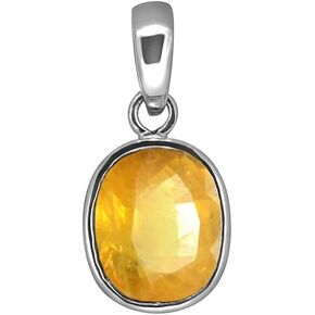 yellow sapphire stone pendant 7.25 Carat Natural Yellow Sapphire Pendant/Locket (Pukhraj Stone Panchadhatu Pendant) 100% Original AAA Quality Gemstone, Gemstone, yellow sapphire