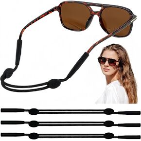 Eye Glasses Strap, 3 Pcs No Tail Adjustable Eyeglasses Strap Holder for Women Men Kids, Eyeglass Holders Around Neck, Eyewear String Lanyard Retainer (Black, 8-14 in) in Saudi Arabia