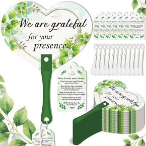 50sets Wedding Favors for Guests Bulk – Handheld Plastic Hand Fans with Thank You Cards and Tassel, Gifts for Bridal Shower Party (Floral)
