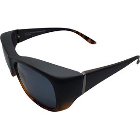 Solar Shield women Raquel Fits over prescribed glasses Sunglasses, Tortoise frame with GRAY Lenses, 54 mm US, 60 mm