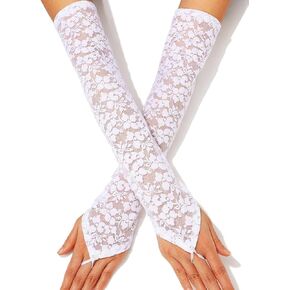 Fingerless Lace Long Gloves Wedding White Dress Arm Sleeves for Women