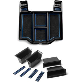 Karltys Center Console Organizer Tray Door Side Handle Storage Box for 2019-2025 Dodge Ram 1500, Armrest Console Organizer and Front Rear Door Side Insert Storage Pocket Box Set of 5 (Blue)