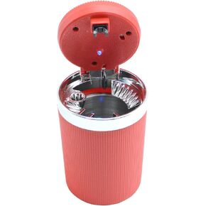 Ashtray with Lid, 4 Inch x 2.7 Inch Red Stainless Steel Car Ashtray for Smoking in Car, Office and Home (Red)
