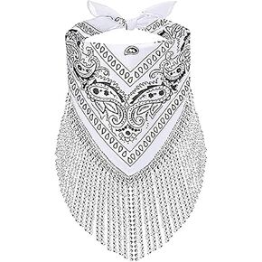 Clobeau Disco مهزلة Bandana Cowboy Cowgirl Western Bachelorette Bandanas Sparkly Rhinestone Fringe Bandanas for Women Men