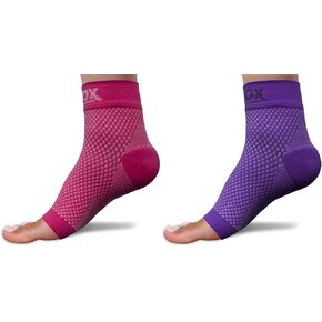 SB SOX - 2 Pairs Plantar Fasciitis Compression Socks (Pink, Medium + Purple, Medium)