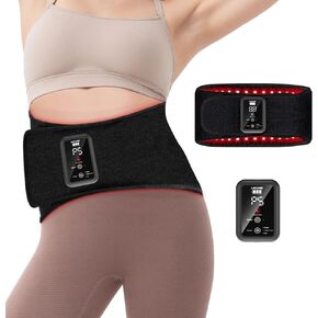 Red Light Therapy Belt, Rechargeable Infrared Light Therapy Device with Massage and Timer, Wearable 660nm&850nm Red Light Therapy Wrap Belt for Body Pain Relief(8.4’‘ * 48’‘）