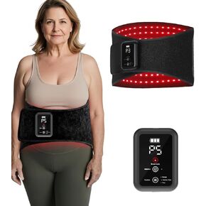 Cordless Rechargeable Red Light Therapy Belt, Wearable Infrared Light Therapy Belt with Quiet Massage & Vibration, Pulse Heating Red Light Therapy for Body, Muscle, Back, Joint Pain Relief