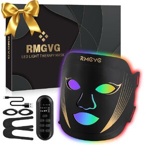 Red-Light-Therapy-for-Face, 7 Colors LED Facial Light Therapy Mask - Birthday, Christmas, Mothers Day, Valentines Day, Self Care Gifts for Her Women Mom Best Friend Wife Teacher (Black)