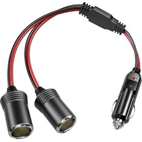 12V Battery Clamp to Cigarette Lighter Socket Adapter, 15A 16AWG Heavy-Duty Converter for Car Accessories, Air Compressors, Inverters, and More