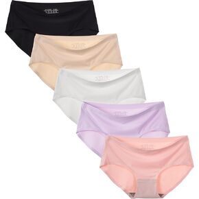 Seamless Underwear for Women No Show Panties for Women Mid Waist Hipster Breathable Full Coverage 5 Pack