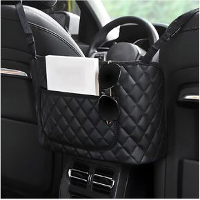 Car Handbag Holder Between Seats, Leather Large Capacity Front Seat Handbag Storage Organizer, Automotive Interior Storage Pocket for Cell Phone Document, Car Accessories