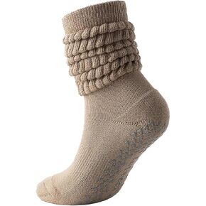 Pilates Socks with Grips Non-slip Slouch Socks with Grip Socks for Women Yoga, Barre, Dance, Fitness, Workouts