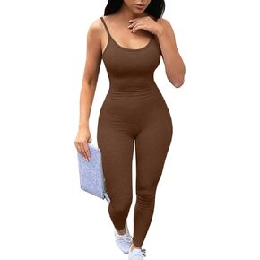 Women's Sleeveless Spaghetti Strap Bodycon Tank One Piece Jumpsuits Rompers Playsuit