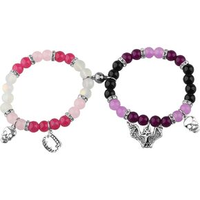 FADDBUK Draculaura and Elissabat Lover Gift Elissabat Fan Gift Monster Beaded Bracelet Set