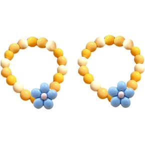 2pcs Anime Cosplay Bracelet,Cute Blue Flower Yellow Beads Costume Accessories