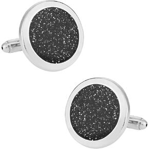 Cuff-Daddy Black Diamond Dust Silver Cufflinks Cuff Links with Presentation Box