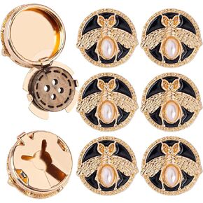 Framendino, 6 Pack Pearls Bee Button Cover Metal Cufflinks for Tux Shirt Suit