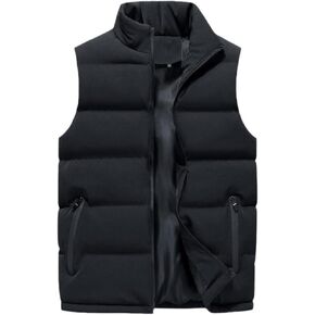 ZHUER Men's Winter Padded Puffer Vest Outdoor Stand Collar Sleeveless Jacket Warm Casual Work Travel Quilted Waistcoat Unisex in Kuwait