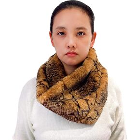Lina & Lily Snakeskin Print Faux Fur Infinity Scarf Women's Winter Loop Neck Warmer