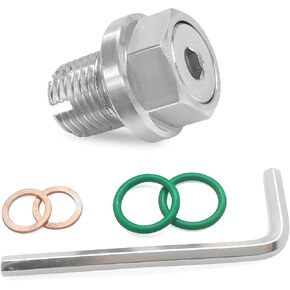 M14.1-1.5 x 15mm Oversize Piggyback Oil Drain Plug, Stainless Steel Self Tapping Drain Plug Replacement, Leak-Proof Oil Pan Thread Repair Kit with O-Ring Hexagonal Wrench