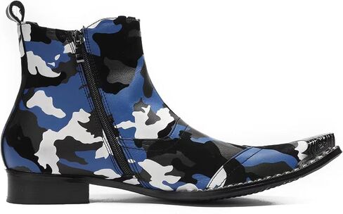 Mens Western Boots Leather,Stylish Zipper Dress Chelsea Boots,Metal Tip Boots for Men in Saudi Arabia