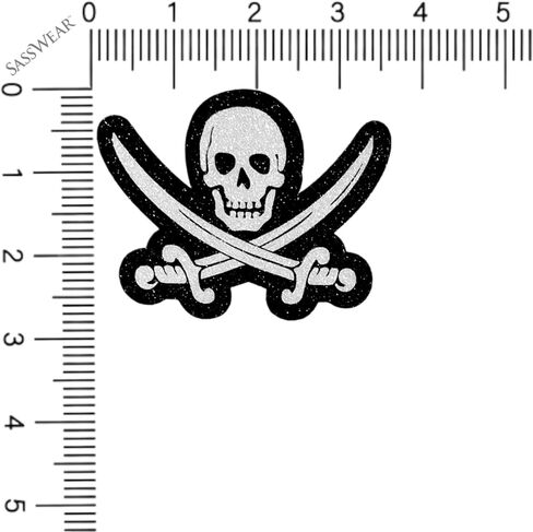 Sasswear Pirate Fasties Skull Nipple Covers for Rave ، Festivals Sexy Lingerie ، Black X Fasties Glitter ، Made in USA in Kuwait