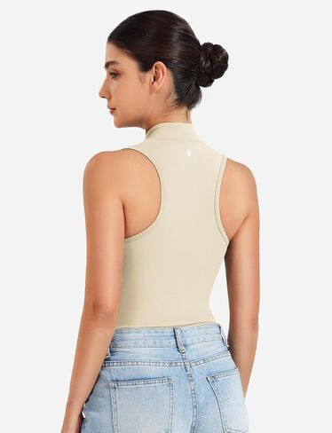 YEOREO CoreFlex Workout Sexy Bodysuits for Women Sleeveless Mock Neck Zip Up Cargo Jumpsuit One Piece Thong Bodysuit Tops in Saudi Arabia