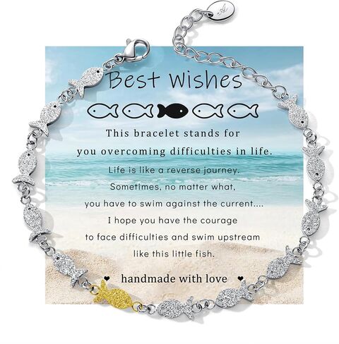 Inspirational Gifts for Women Men,Swimming Against The Current,Through The Waves of Life,Encouragement Bracelet for Best Friends Mom Daughter Sister,Spiritual Faith Gift for Birthday Christmas in Saudi Arabia